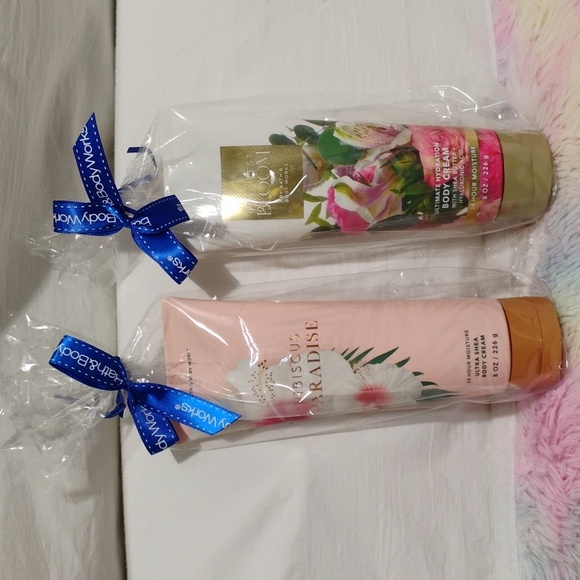 New Hibiscus Paradise & Brightest Bloom Body Cream Bath & Body Works Bundle 8oz